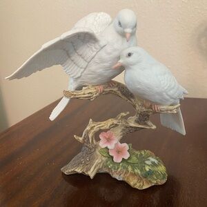 Charming White Dove Sculpture with Floral Base